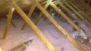 An Attic With Blown-In Insulation